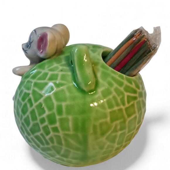 RARE! Vintage MCM Mouse Cabbage Toothpick Holder + Original Japan Tooth Picks - Picture 6 of 10